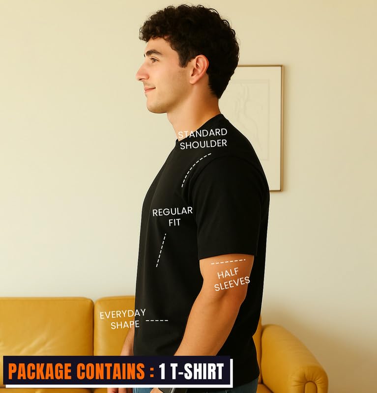 Image of Sleepynuts Men's Regular Fit Round Neck Half Sleeves Solid Casual Wear T-Shirt
