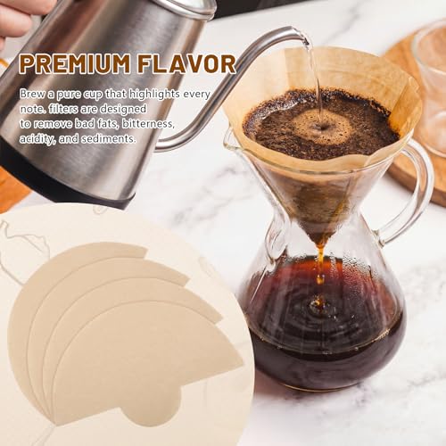 Image of LemonRoad 200 Count Coffee Filters Natural Unbleached Bonded Paper Half Moon Pre-folded Filters Fits 3-6 Cup & Most Conical Pour over Coffee Makers