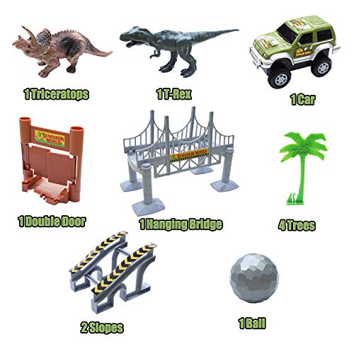 image for Kalining 142 Piece Dinosaur Race Track Car for Kids,Dinosaur World Din