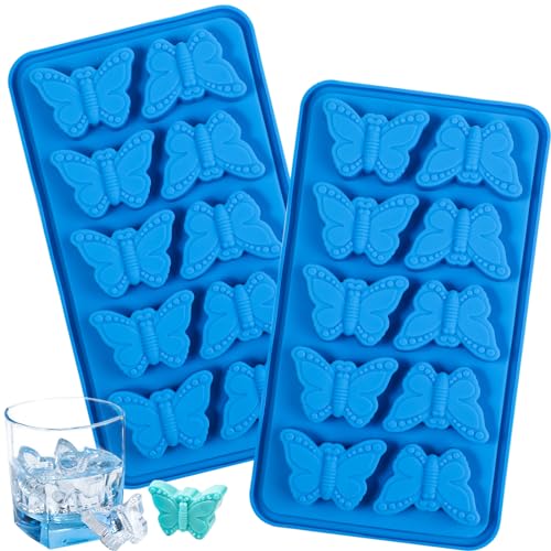 Webake Lot de 2 moules à glaçons en silicone en forme de papillon - 10 trous - Pour savon, glaçons, cupcake