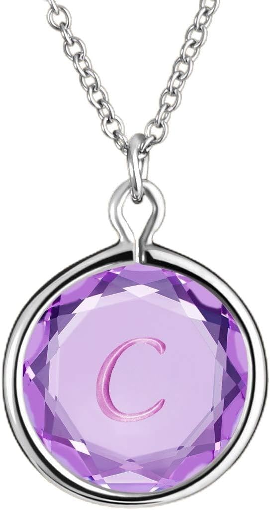 LovePendant/Necklaces Engraved and Enameled Swarovski Crystal Initial C Pendant/Necklace in Sterling Silver