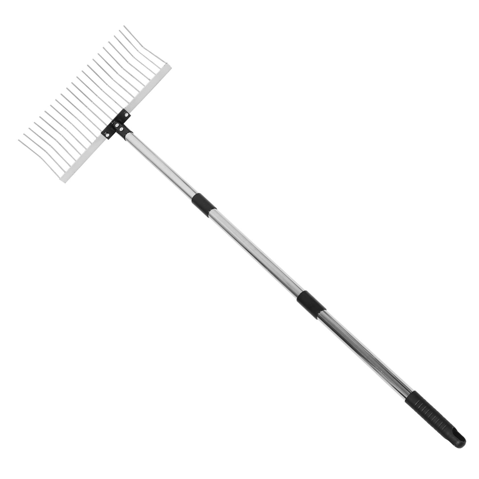 Laubbesen für Rasenflächen aus Edelstahl mit 21 Zähnen Robuster Gartenrechen zum Auflockern des Bodens und Sammeln von Laub Platzsparend und Langlebig