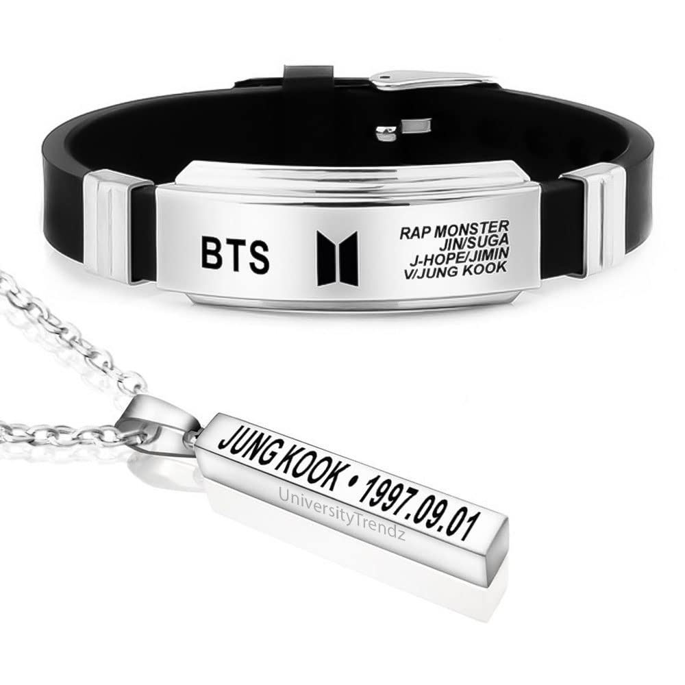 See full amazon price history chart for University Trendz Jung Kook Kpop Stainless Steel Pendant Necklace with BTS Silicon Bracelet for Men & Women University Trendz Jung Kook Kpop Stainless Steel Pendant Necklace with BTS Silicon Bracelet for Men & Women (B09NFR84VC) Amazon Price History, Amazon Price Tracker