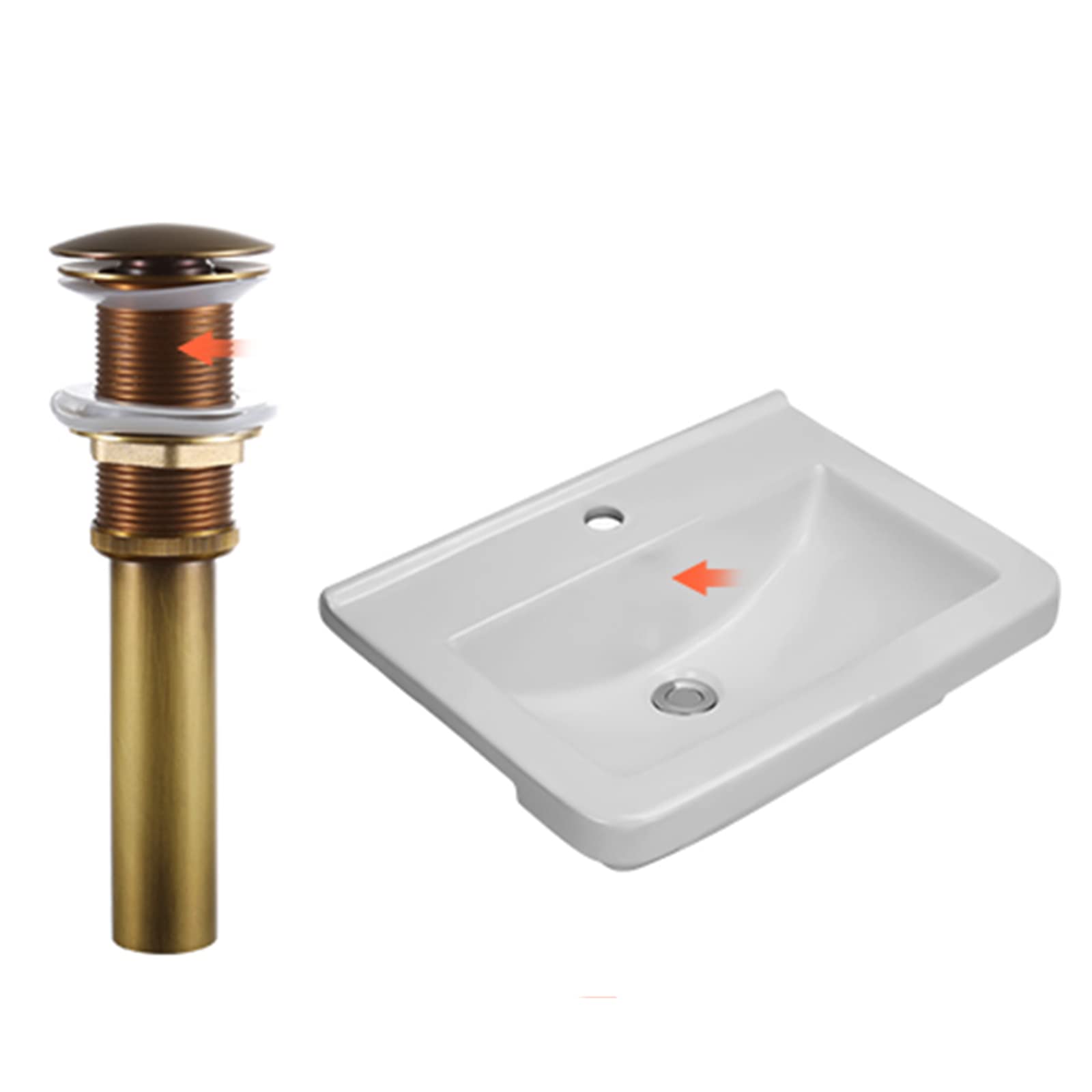 Desague Lavabo sin Rebosadero Valvula Lavabo Laton Tapon Lavabo Click Clack Universal Pop-Up Rústico G 1 ¼ Para Lavabo