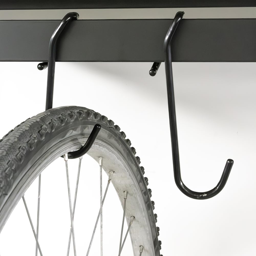 Box and beyond - Uchwyt rowerowy Koro - 116,5 x 75 x 208 cm - Czarny metal - 6 haczyków - Do 6 rowerów górskich, MTB, stojak rowerowy, uchwyt rowerowy - bez wiercenia - garaż, wejście, korytarz - styl