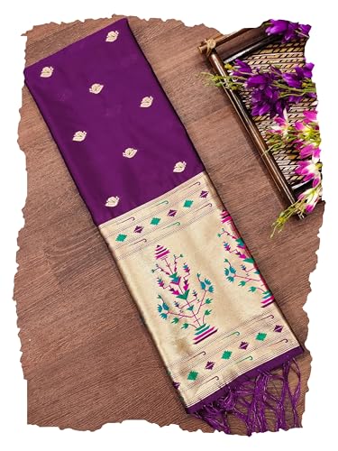 Image of DEVANGI Women's Woven Paithani Banarasi Silk Dupatta /Chunni For Women, Floral Print 1 Meter Wide and 2.3 Meter Length Printed Designer Dupatta /Chunni For Girls