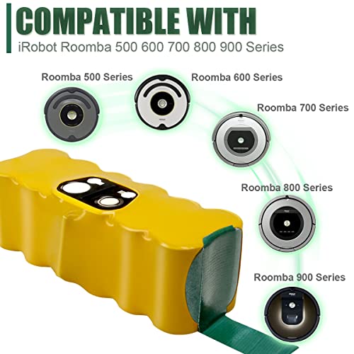 Image of 5.0Ah 14.4V Ni-Mh Battery Compatible with iRobot Roomba Replacement Battery for Roomba Battery Replacement 960 675 690 980 770 Battery for iRobot Roomba Battery Replacement 500 700 800 900 600 Series