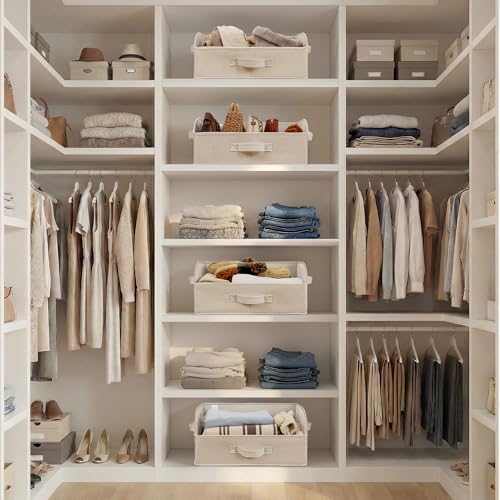 GRANNY SAYS Closet Shelf Baskets, Storage for Purses, Trapezoid Closet Storage Bins, Closet Organizers and Storage for Shelves, Clothes, Toys, Towels, Khaki, 3-Pack by GRANNY SAYS - Image 2