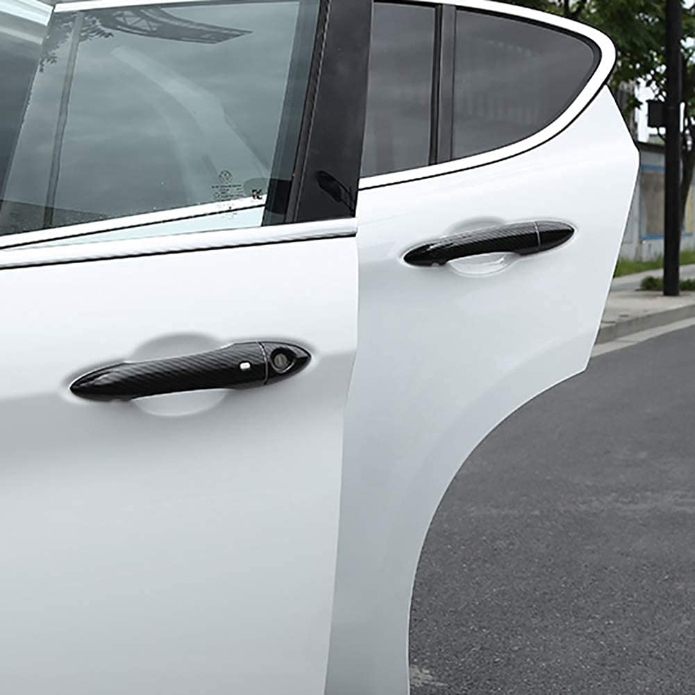 1 Set Car Styling Copri Cornice Decorazione Maniglia della Porta Fibra Carbonio per Alfa Romeo Giulia Stelvio, Adesivi per Maniglia Trim Accessori Auto ​Autoadesivi