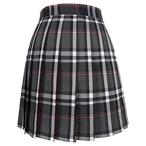 iiniim Falda Plisada Mujer Falda Corta Casual Basico Falda Escocesa Uniforme Escolar Cintura Alta Mini Falda a Cuadros Skater Mini Skirt Chica Falda Colegiala Gris A XL