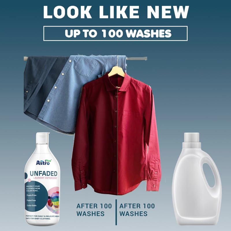 Image of ASTRO PLUS + Unfaded Laundry Detergent Liquid 500ML | Hypoallergenic, Ecofriendly, Biodegradable, Gentle Fabric Wash |Natural Formula for Tough Stain Removal & Fabric Care