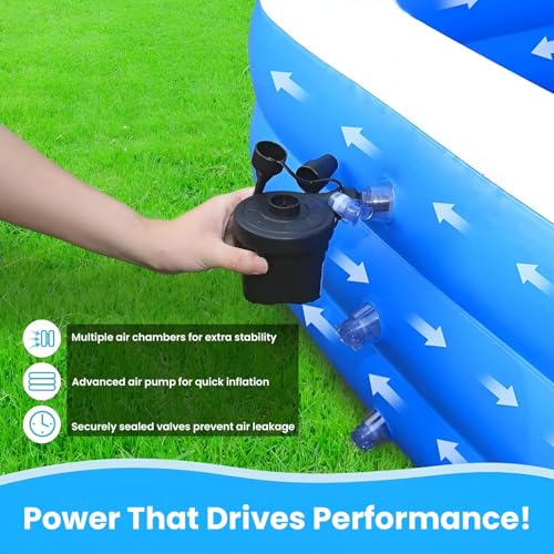 Image of Swimming Pool 10-Feet Swimming Pool Inflatable Bath Tubs for Adults Spa Swimming Bath Tub with Electric Pump 120x 72 inchx24 inch Inch - (Multi) (10-Feet)