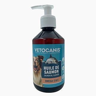 Vetocanis | Huile de Saumon pour Chien et Chat | Aliment Complémentaire Chien et Chat | A Base d'Oméga 3 et 6 | Hygiène et Santé du Chien et du Chat | 250 ML
