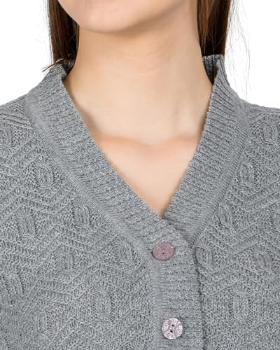 Image of Lady Willington Women Woolen V-Neck Self Design Cardigan Heavy Daffodil Fabric Cardigan Winter Wear Pure Wool Cardigans for Women Sweaters Long Cotty Fully Warm Cardigan Free Sizes