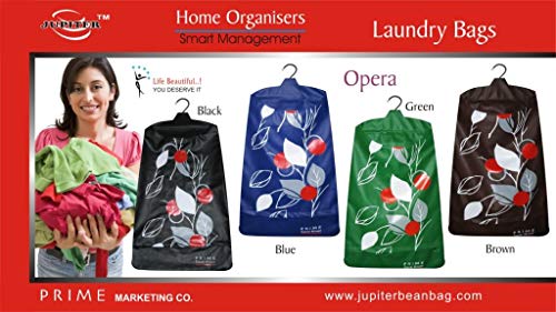 Image of Jupiter LBH Laundry Bag for clothes Hanging Opera Brown | Foldable Clothes Organizer with Hook | Compact Storage solution For washing room, Bathroom