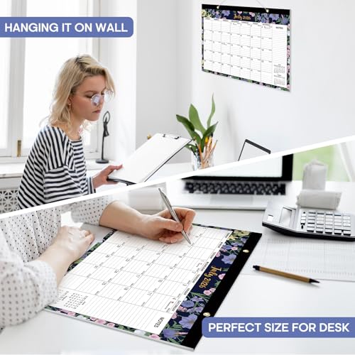 Image of 3 Pack of Desk Calendar 2026-2027, 18-Month Calendar Runs from July 2026 to December 2027, Large 17 inch x 12 inch Monthly Desktop & Wall Calendar for Home & Office - Midnight Garden