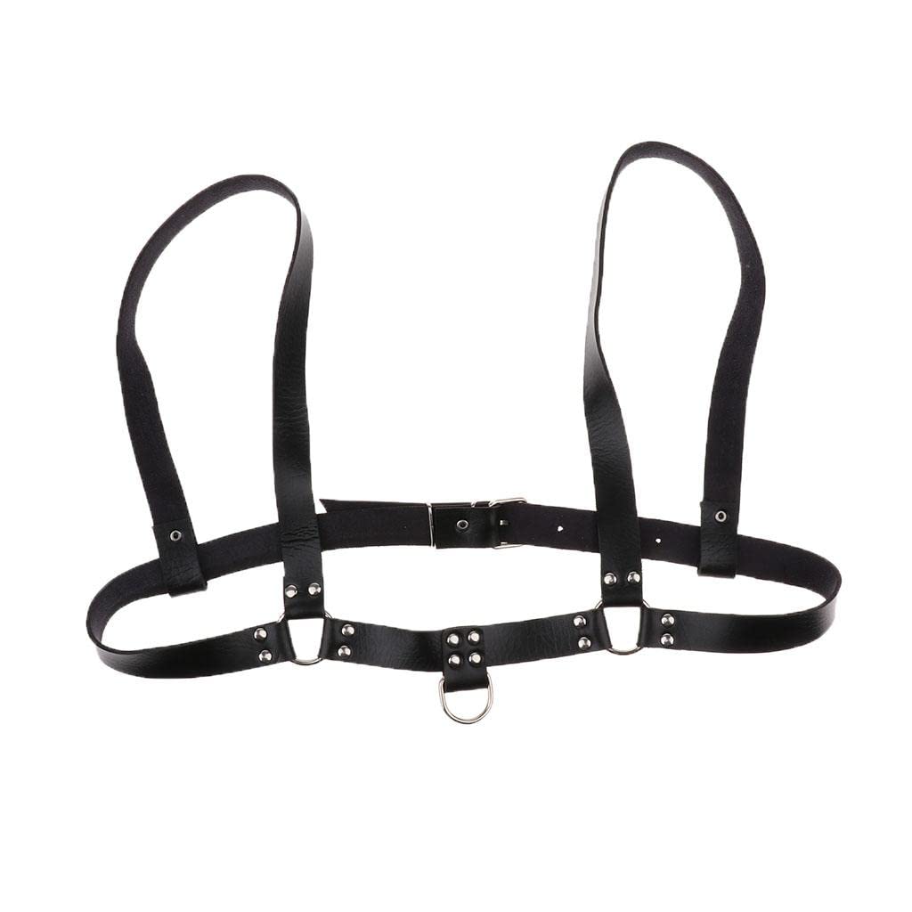 CLUB BOLLYWOOD Faux Leather Body Chest Half Harness Belt Adjustable Straps Unisex Black-picture-54