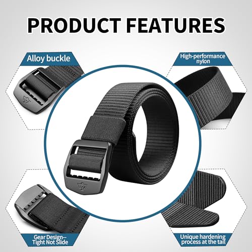 Men's Nylon Belt, Tactical Belts Breathable Webbing Canvas Belt with Buckle3