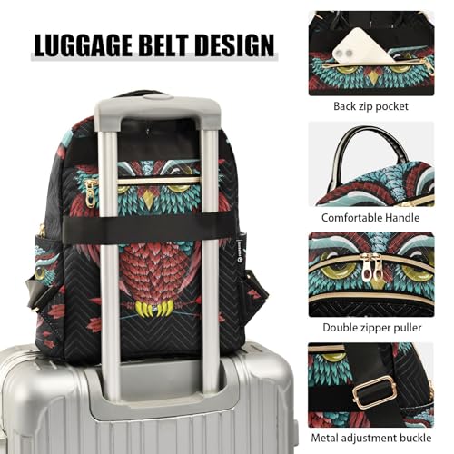 Image of ALAZA Boho Owl Print Bohemian Small Backpack Purse for Women Travel Bag Fashion Daypack Back Pack Shoulder Bag