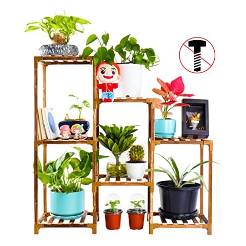 Bonviee Corner Plant Stand Indoor, 5 Tier 7Potted Plant Shelf for Multiple Plants Indoor Outdoor, Corner Plant Stand Flower Holder for Garden, Window, Balcony and Living Room-7 Potted Cover