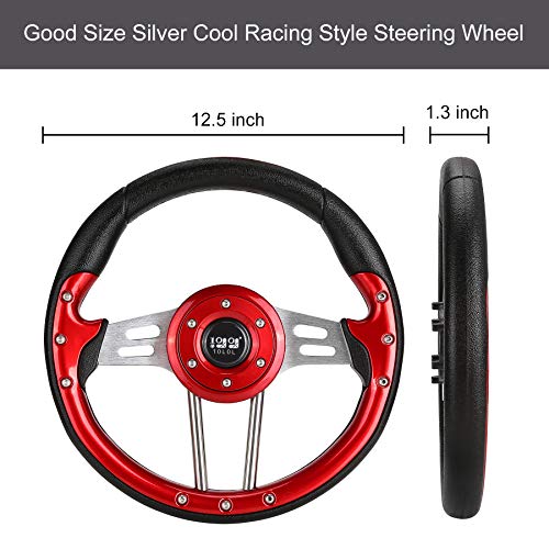 10L0L Golf Cart Steering Wheel For Ezgo Txt/Rxv/Valor, Club Car Ds/Precedent/Onward/Tempo And Yamaha Golf Carts, Red #TOP1