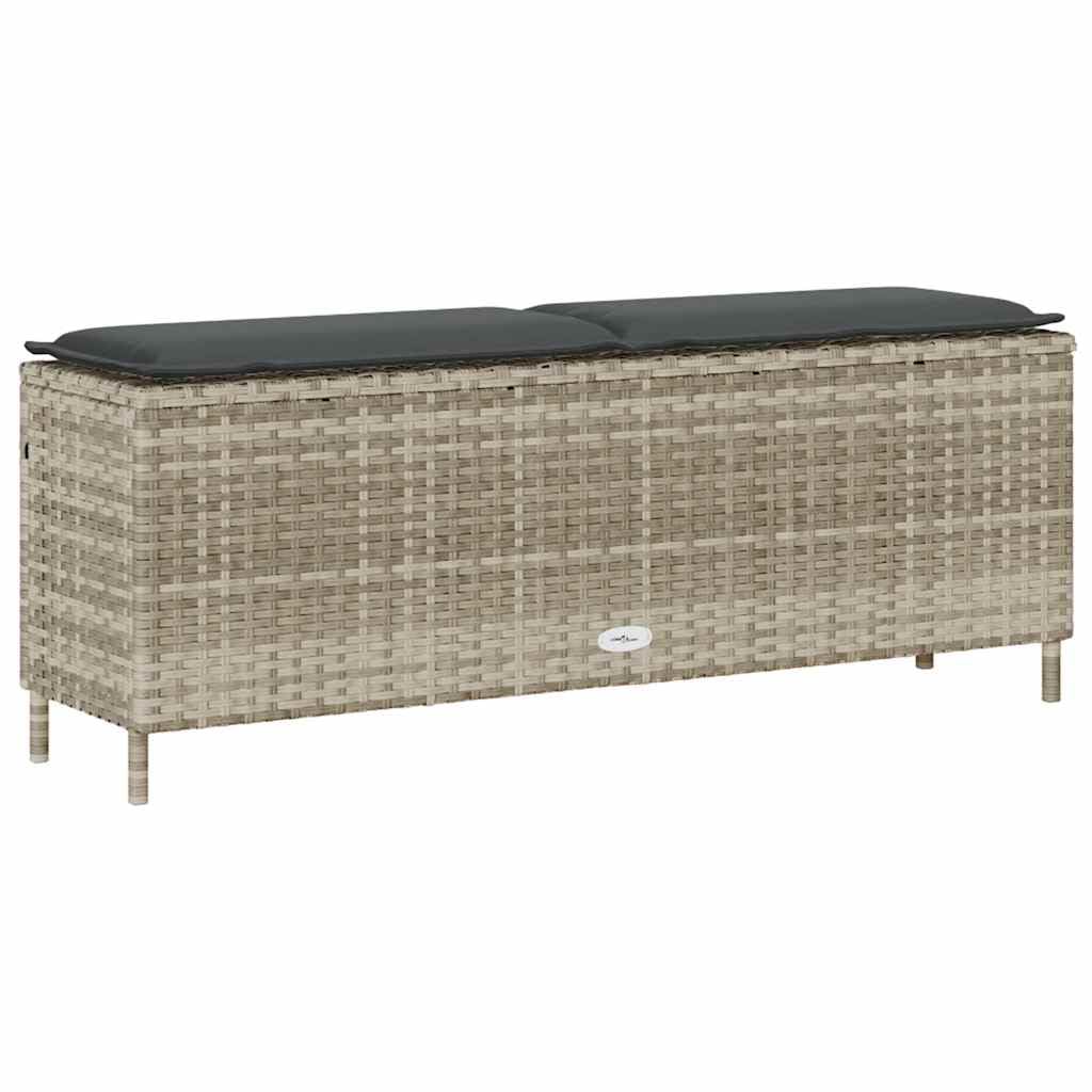 vidaXL Gartenbank mit Kissen Hellgrau 110x30x40,5 cm Poly Rattan, Terrassenbank, Außenbank, Garten Sitzbank, Outdoor Bank, Sitzbank, Sitzbank Terrasse