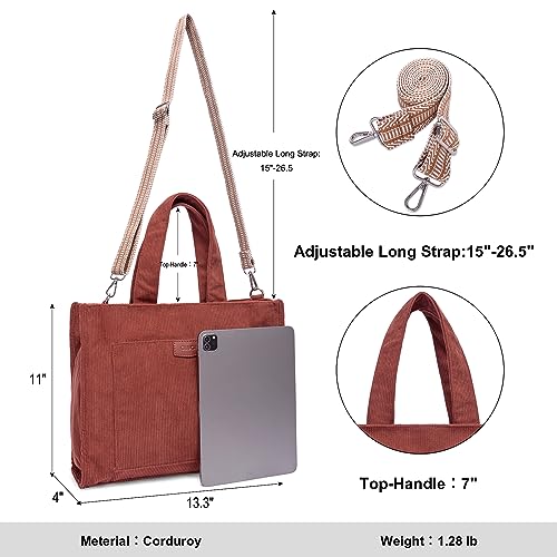 CLUCI Corduroy Tote Bag For Women Casual Zipper Tote Fashion Shoulder Handbag Hobo Bag3