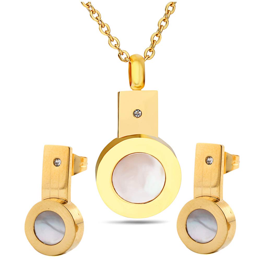 YAHOYA 316L Stainless Steel women jewelry sets gold-color necklaces stud earrings for women