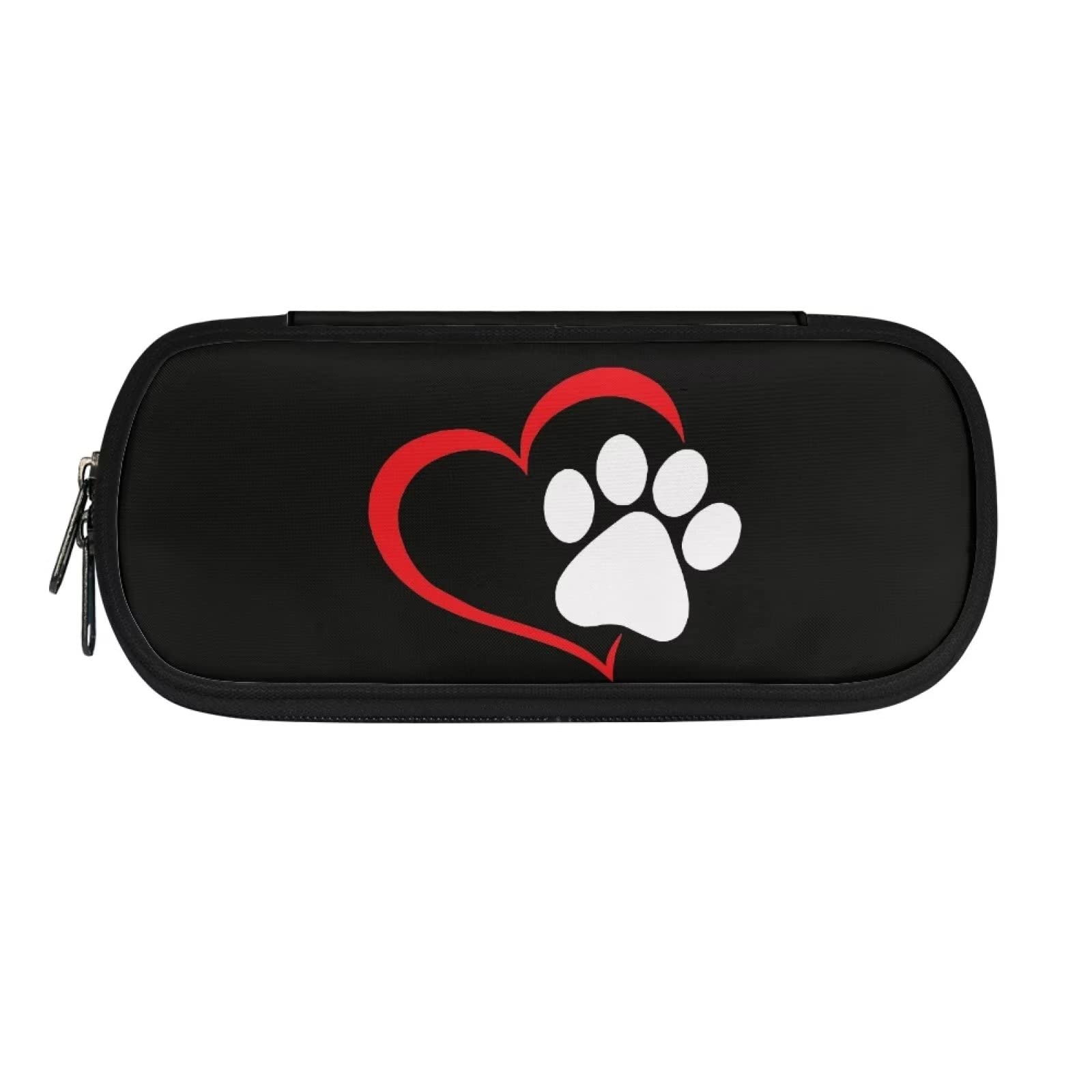 HUGS IDEA Dog Paw Love Heart Kids Big Capacity Pencil Case with Multi Compartments Zipper Pen Bag Pouch Stationery Organizer Makeup Bag for Adults Teens