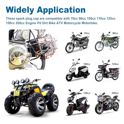 VooGenzek 3 Stücke Zündkerzenstecker, 90 Grad Wasserdicht Zündkerzenstecker, für 70cc 90cc 100cc 110cc 125cc 150cc 200cc, Motorräder, Geländefahrzeuge, Motorräder