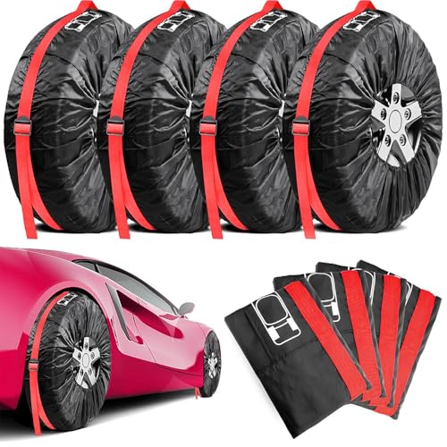 BIZOI Reifentaschen Set, 4 Stück Reifentasche 19-23 Zoll, Wasserabweisend Reifenschutzhülle, Reifentasche Set, Winterreifen Sommerreifen Schutzhülle für Sauberer Transport und Lagerung