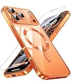 JUESHITUO for iPhone 17 Pro Max Case with Full Camera Lens Protector(Compatible with MagSafe)(Shockproof Military Grade Drop Protection) 1X Screen Protector, Case for iPhone 17 Pro Max, Cosmic Orange