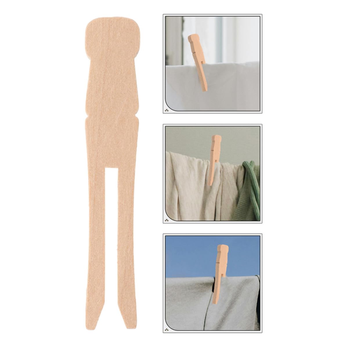 Pinzas de Madera Redondas para Ropa, 100 Piezas Resorte Fuerte, Uso Versátil para Lavandería y Exhibición de Fotos