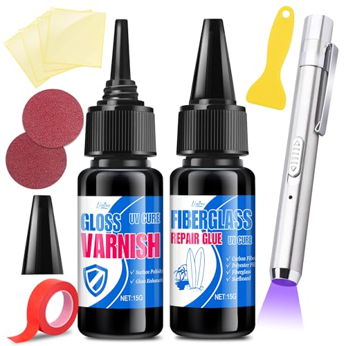 Kit de Reparación para Tablas de Surf - Kit de Reparación de Fibra de Vidrio, Agujeros y Grietas en Vidrio, Tablas de Surf, Fibra de Carbono, Polyester