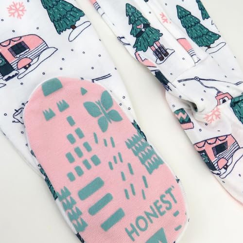 HonestBaby Girls' Organic Cotton Snug-fit Footed Pajamas4