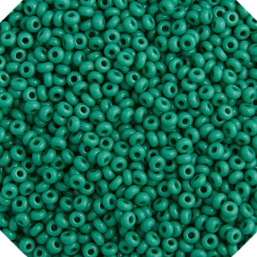 John Bead Czech Glass Seed Beads 10/0 Opaque Medium Dark Green 22Grams Bead for Jewelry Bracelets Necklaces Earrings DIY Arts Crafts Making