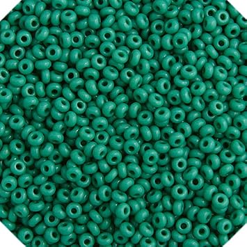 John Bead Czech Glass Seed Beads 10/0 Opaque Medium Dark Green 22Grams Bead for Jewelry Bracelets Necklaces Earrings DIY Arts Crafts Making