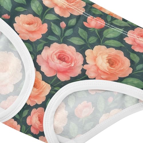 Joisal Cotton Girls Underwear Toddler Vintage Floral Pink Flowers Panties Little Girl Durable Briefs Undies Kids 2t4