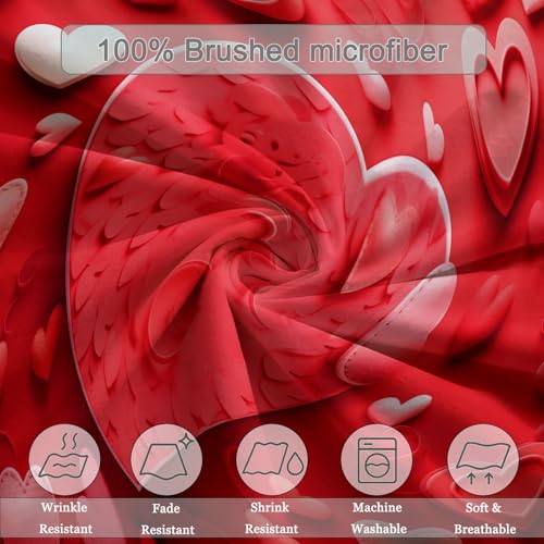 Ensemble de literie microfibre rouge parure lit motif cœur