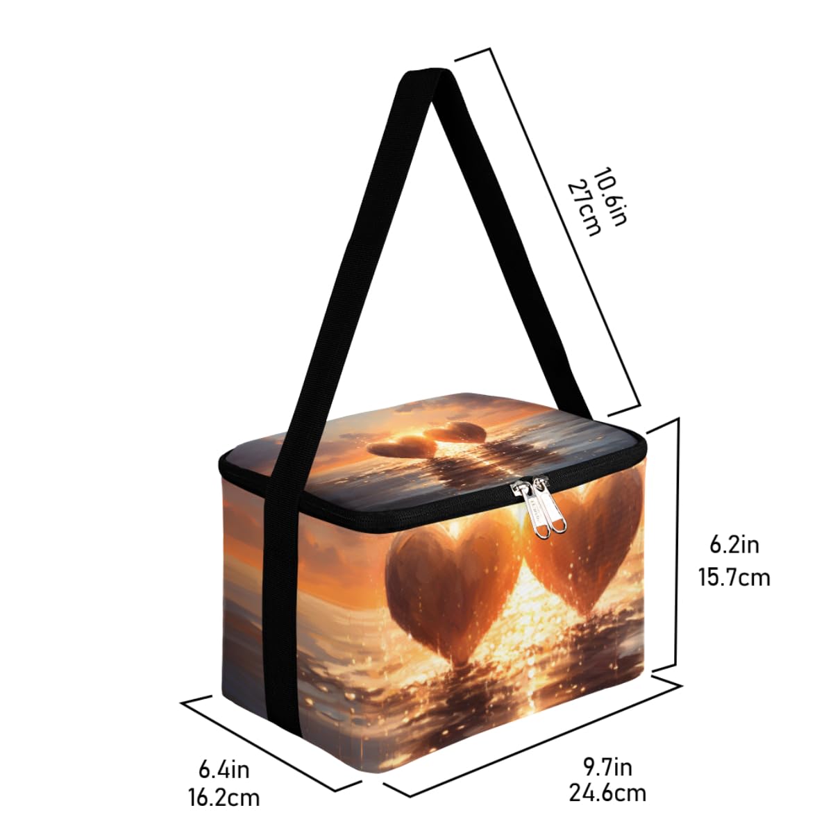 GzLeyigou Lunch Bags for Women Men 9 Cans,Couple Hearts Valentine's Day Hot & Cold Food Delivery Bag Insulated Grocery Bag Insulated Lunch Box Cooler Bag for Office Work Picnic Beach