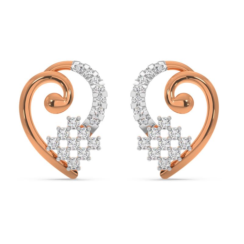 Image of KISNA JEWELS 14KT|18KT BIS Hallmark Pure Gold and Diamond Stud Earrings For Women with Screw Back clouser