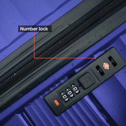 Image of Nasher Miles Mumbai Hard-Sided Polypropylene 8 Wheels Double Spinner Luggage Set of 2 Navy Blue Trolley Bags (65 & 75 cm), Medium & Large