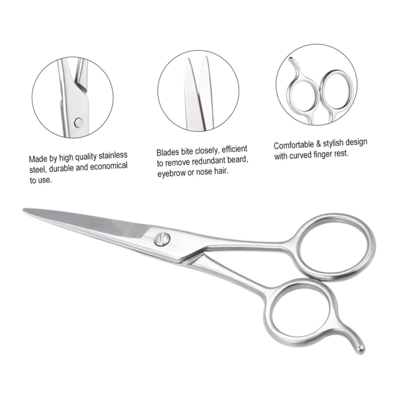 FRCOLOR Stainless Steel Mens Beard Trimmer Eyebrow Scissors Beard Clippers for Men Hairdressing Scissors Accessory