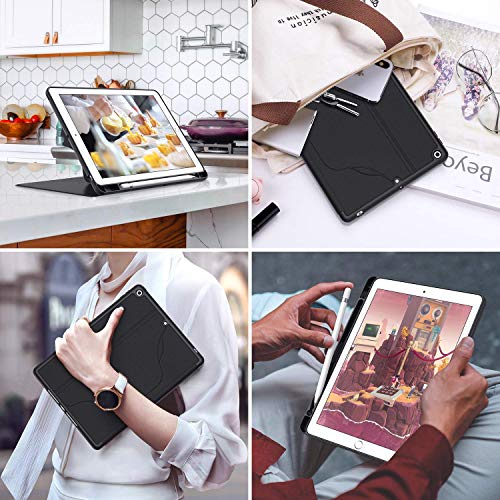 Soke Case For Ipad 9Th/8Th/7Th Generation (10.2 Inch, 2021/2020/2019) - Luxury Series [Built-In Pencil Holder + 6 Magnetic Stand Angles + 360 Full Protection ] - Auto Sleep/Wake Cover, Black #TOP2