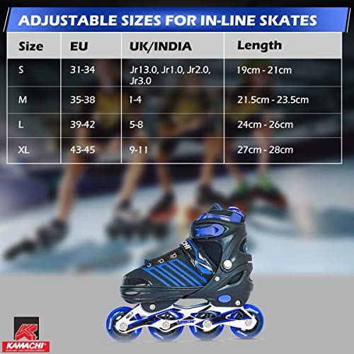 Image of KAMACHI K-1006 Adjustable Aluminium Body Inline Skates (Blue, Medium)