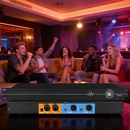 Supresor digital profesional de retroalimentación ERICAT, desplazador de frecuencia anti-chillido con interfaz 6,35 mm/XLR y ecualización paramétrica de 5 niveles, supresión precisa sin dañar la calidad del sonido, para escenario miniatura 1