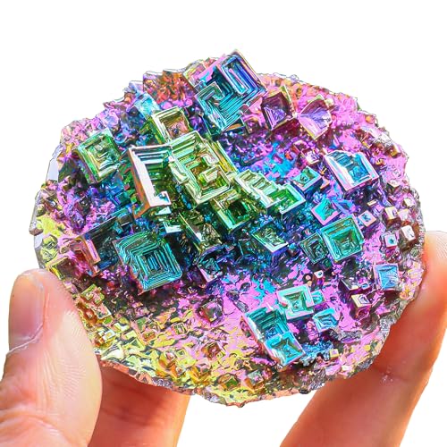 Image of Bismuth Crystal Geode Cluster - 2.35 Inch, 90-110g (3.2-3.9 oz) Iridescent Rainbow Metal Art Specimen - Healing Stone, Desk Decor, Educational & Gift Display