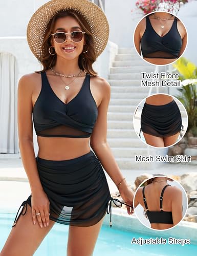 Blooming Jelly Womens High Waisted Bikini Sets Swim Skirt Mesh Swim Suits 2025 2 Piece Tummy Control Bathing Suits2