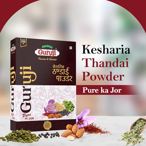 Image of Jai Guruji Kesharia Thandai Dry Fruit Powder Instant Refreshing Drink For Summer (Mix with milk Only) 200 Gram (Pack of 2)
