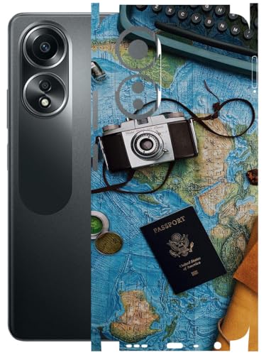 Image of AtOdds - Full Body Back Screen Guard Protector Film - Lamination Wrap Skin Sticker Compatible with Oppo A58 (4G) | Scratchproof Matte Finish (Travel Map)